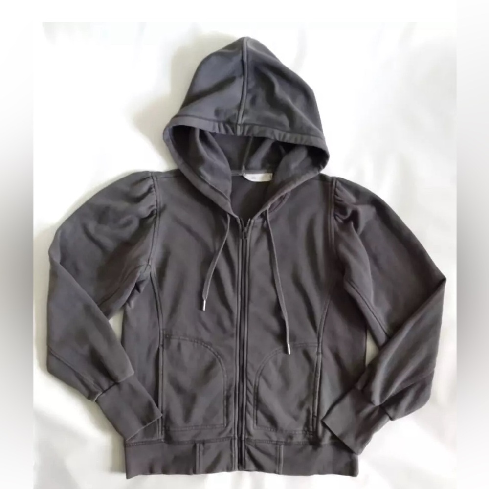 Anthropologie Daily Practice Gray Puff Sleeve Hoodie - SIZE XL